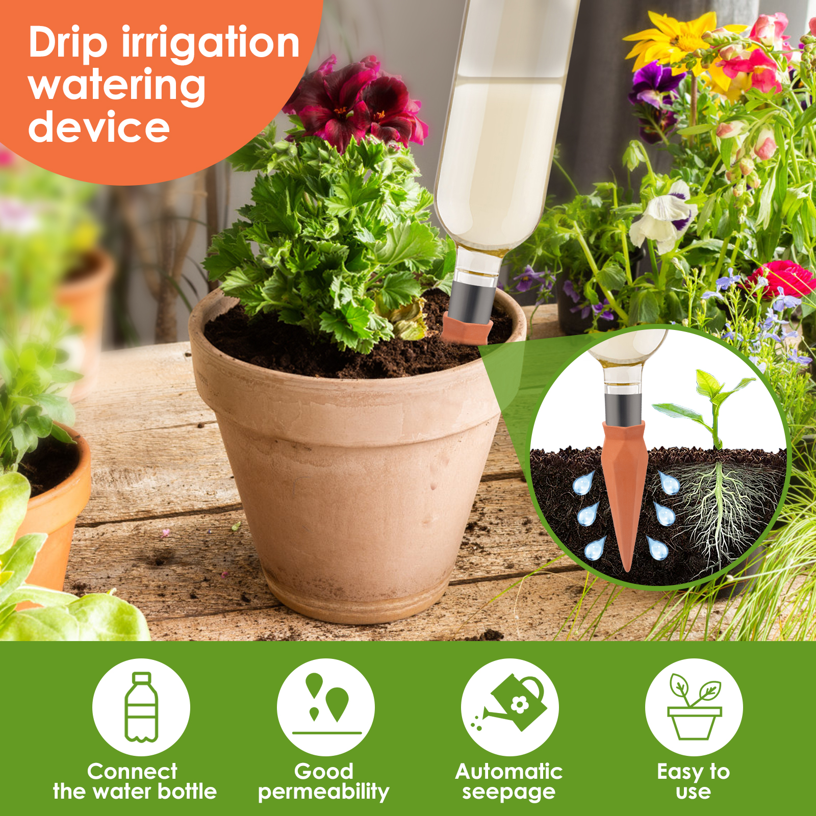 8Pcs Self Watering Stakes Red  - огляд і ціна Self Watering Insert