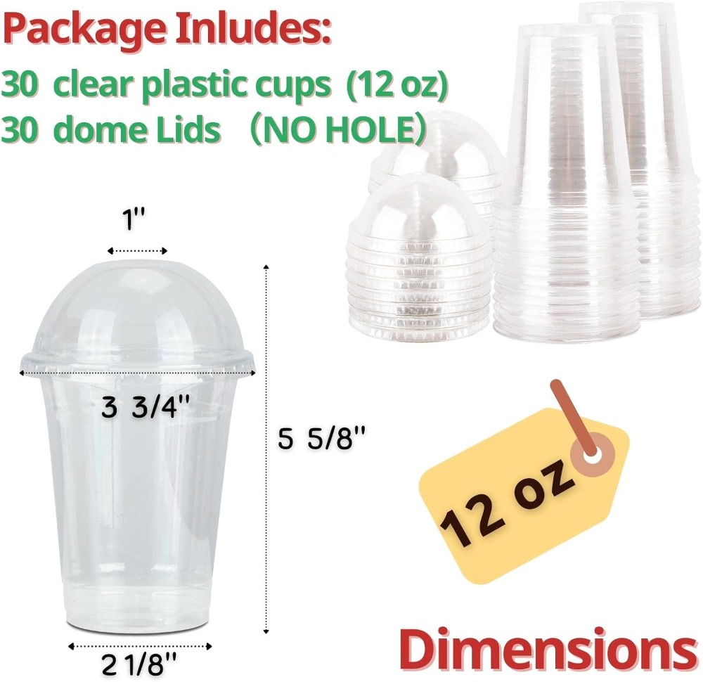 30 Sets 12 oz Clear Plastic Cu - огляд і ціна Plastic Dome Clear