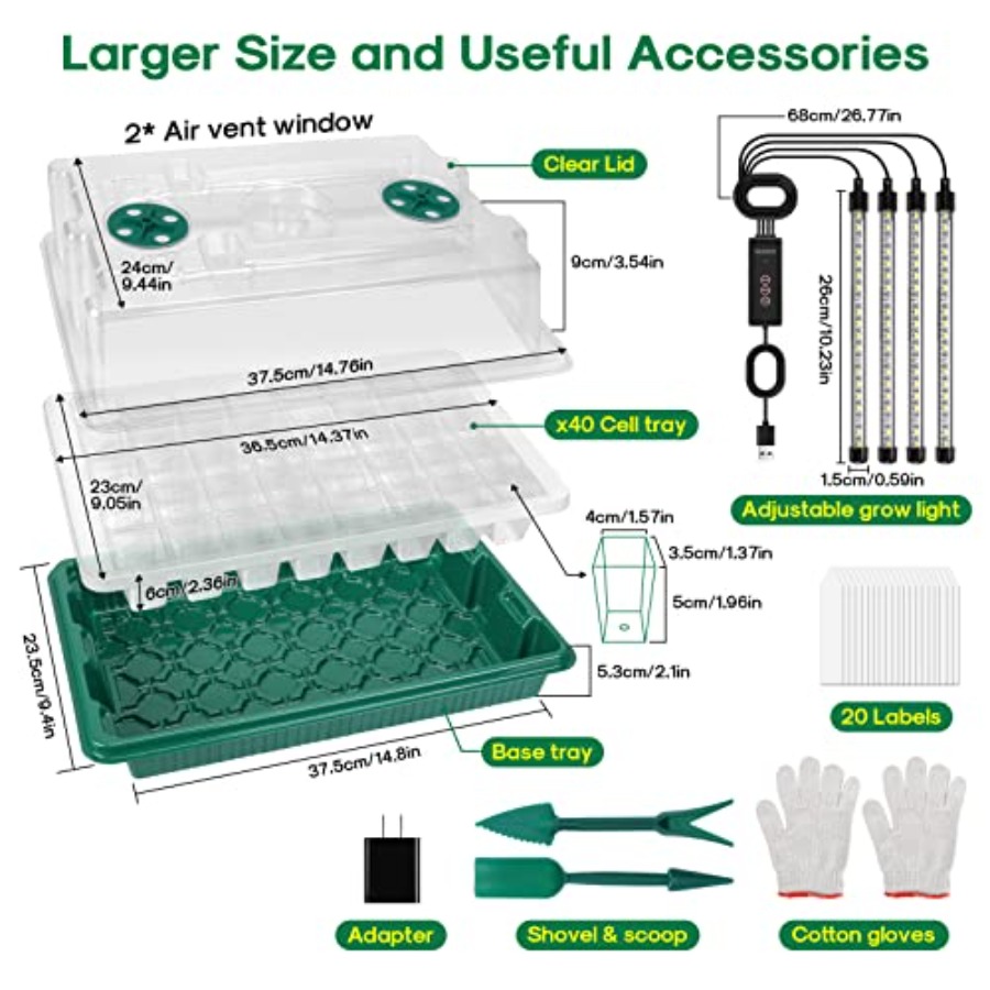 Seed Starter Tray with Grow Li - огляд і ціна Humidity Dome Kit