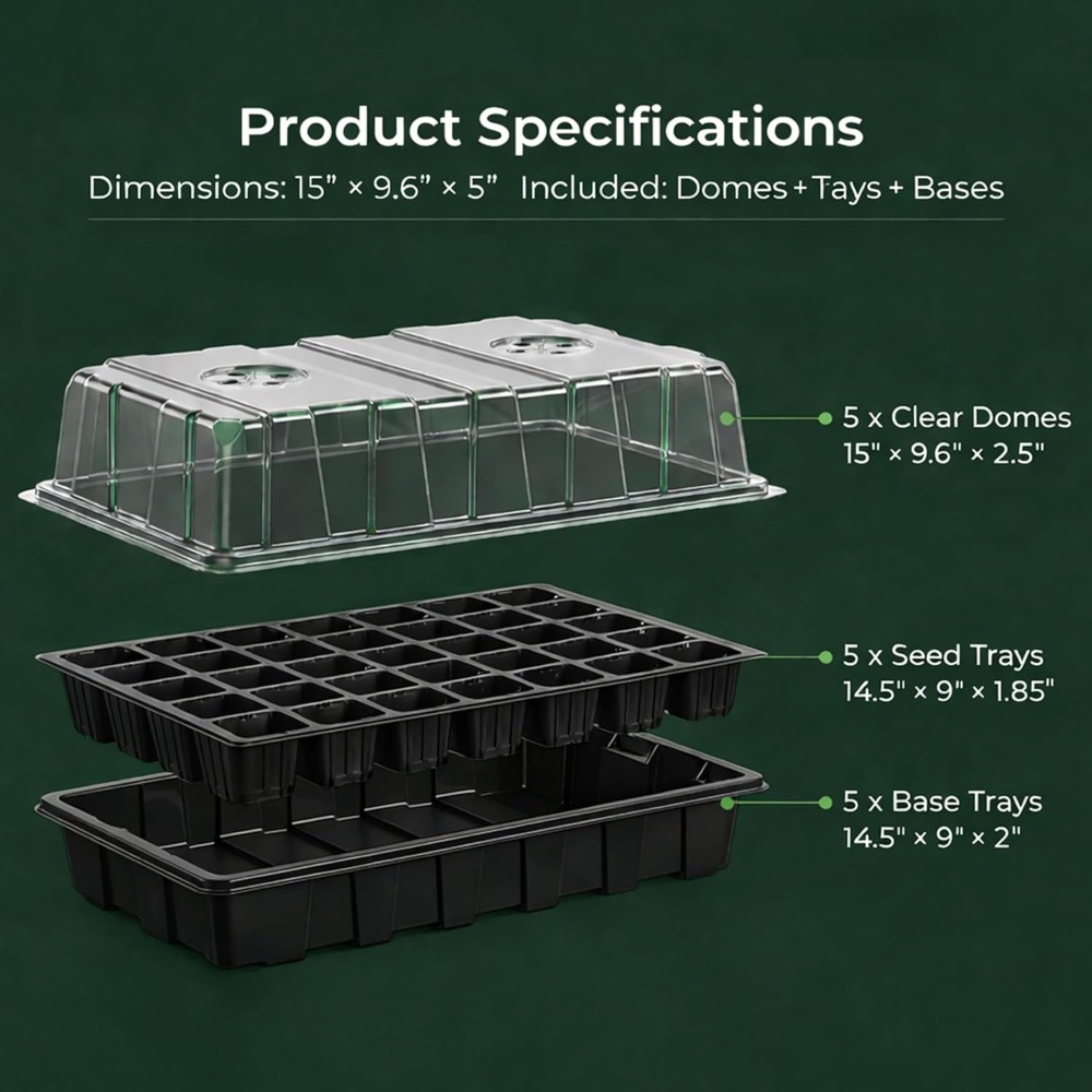 5-Set Seed Starter Tray Kits,  - огляд і ціна Humidity Dome Kit