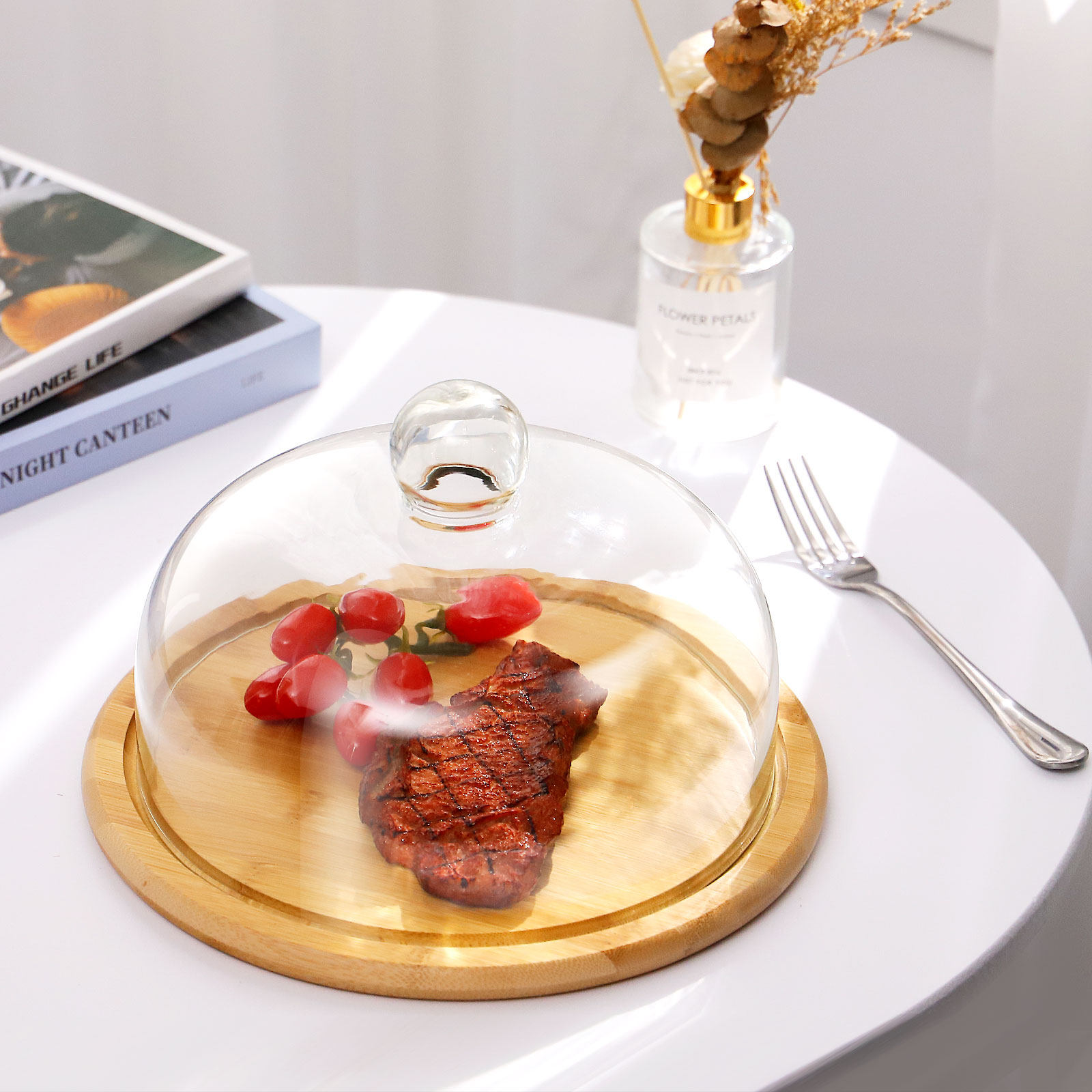 1Set Cake Holder Glass Dome Co - огляд і ціна Plastic Dome Clear
