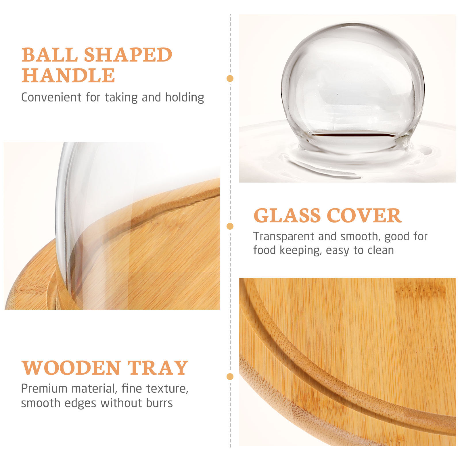 1Set Cake Holder Glass Dome Co - огляд і ціна Plastic Dome Clear