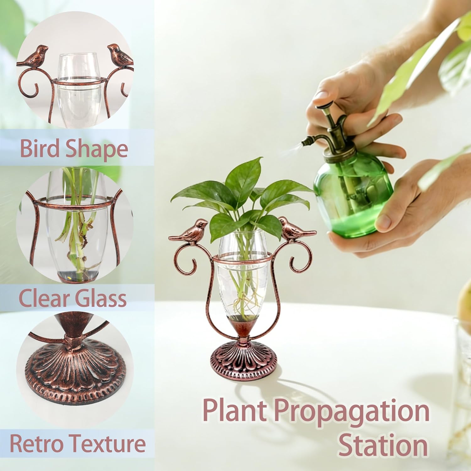 2 Vintage Copper Bird Plant Pr - огляд і ціна Propagation Station Vase